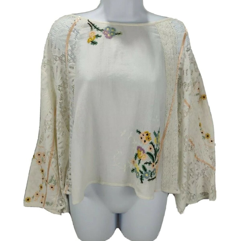 Free People Paris Picnic Patchwork Top Size M - Picture 5 of 15